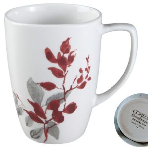 CORELLE Square KYOTO LEAVES 12-oz Porcelain MUG *Japanese Watercolor Leaves
