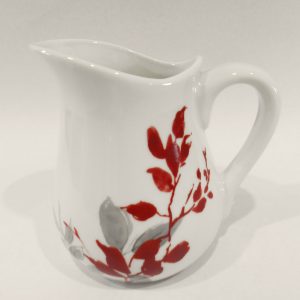 CORELLE Coordinate KYOTO LEAVES Porcelain CREAM / SYRUP PITCHER Red Gray Leaves