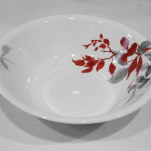 Corelle KYOTO LEAVES 2-Qt ROUND 10 1/4 SERVING BOWL Japanese Watercolor Red Gray