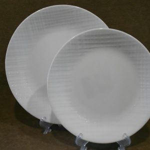 Corelle LINEN WEAVE Choose: 10.25 DINNER or  8.5 LUNCH PLATE *White Embossed