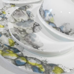 ❤️ 12-pc Corelle LUMOS Dinnerware Set / Sparkling Droplet Bubbles of Muted Colors