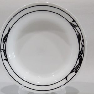 Corelle LYRICS 15-oz BOWL Flat Rim Pasta Soup Plate *Black Tulip Floral Spray