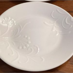 Corelle MADELINE Round 6.75 Appetizer BREAD PLATE Dessert White Embossed Floral