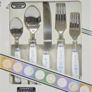 20-pc Corelle MORNING BLUE Stainless FLATWARE Regent Sheffield Blue White