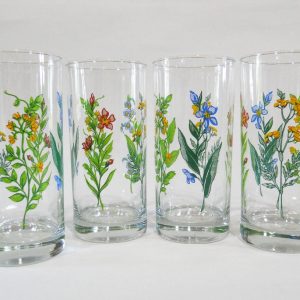 4 Corelle MY GARDEN 16-oz Tumbler GLASSES Floral Garden Yellow Blue Pink