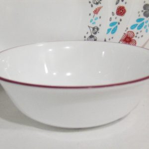 Corelle NORDIC BLOOM 18-oz SOUP BOWL Cereal Salad *Ansa Floral Rasberry Red Rim
