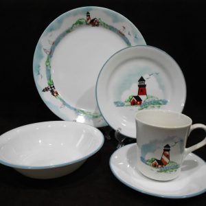 ❤️ NEW 5-pc Corelle OUTER BANKS Dinnerware PLACE SETTING Lighthouse Nautical