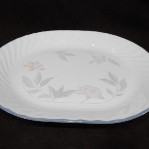 NEW Corelle PINK TRIO 12.25 x 10 SERVING PLATTER Entree Plate *Pink Floral Grey Rim