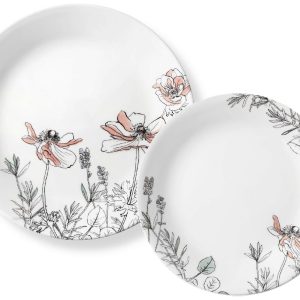 CORELLE Signature POPPY PRINT Choose: DINNER or LUNCH PLATE *Pale Pink & White Floral