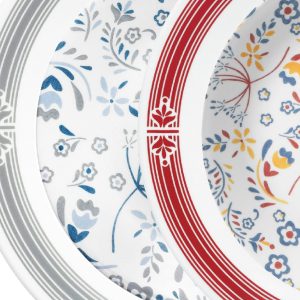 Corelle PRAIRIE GARDEN 8 1/2 LUNCH PLATE **Choose: RED or GRAY Colorful Floral