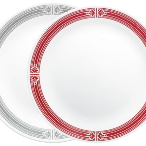 Corelle PRAIRIE GARDEN 10 1/4 DINNER PLATE **Choose: RED or GRAY Framed Rim