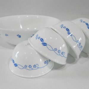 5-pc Corelle PROVINCIAL BLUE SNACK SET 1-Qt Serving Bowl & 6-oz Ramekin Cups