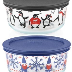 PYREX 4 Cup CHRISTMAS Storage Bowl U-PICK:  GNOME ELF or JUST CHILLIN' PENGUINS