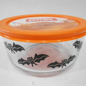 New 2013 PYREX 4 Cup BLACK BATS 1-Qt Storage BOWL Orange Spooky Halloween