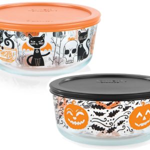 Pyrex 7 Cup HALLOWEEN Cats & Bats FIENDISH FRIENDS *or* Pumpkins JACK O LANTERN