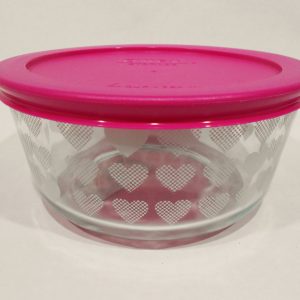 1 PYREX Love 4 CUP Storage Bowl WHITE VALENTINE HEARTS *Choose RED or PINK COVER