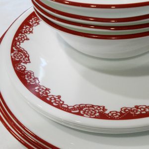 ❤️ 12-pc Corelle RED ROSE PARADE Dinnerware Set CHINESE New Year Flower Blossoms