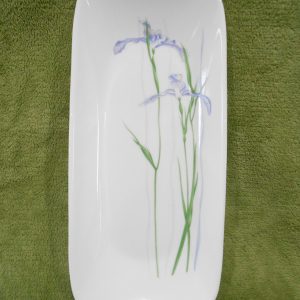 Corelle SHADOW IRIS Oblong APPETIZER TRAY 10.5x5 Fish Plate / Purple Floral