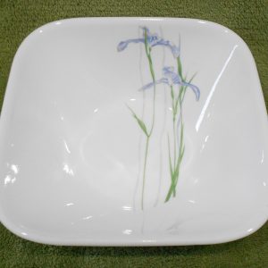 CORELLE Square SHADOW IRIS 22-oz Soup Cereal BOWL *Purple Floral Pattern Inside