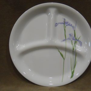 Corelle SHADOW IRIS 8 1/2 Divided LUNCH PLATE Purple Floral Hand Decal