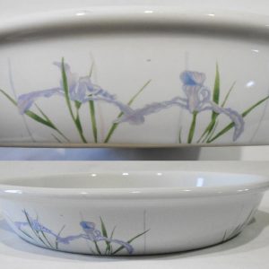 HTF Corelle Coordinates SHADOW IRIS 9 PIE PLATE Stoneware Purple Floral