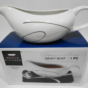NEW Corelle Coordinates SIMPLE LINES 2-Cup GRAVY BOAT 9 Black Porcelain China
