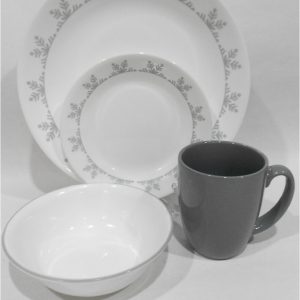 ❤️ 16-pc Corelle GRAY SNOWFLAKE Dinnerware Set *Holiday Winter BONUS: 4 Mugs
