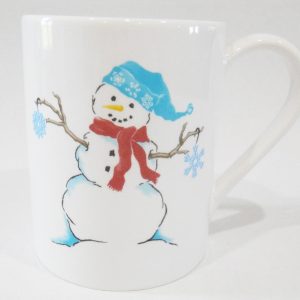 NEW Corelle 11-oz WINTER MAGIC Stoneware Cup MUG Holiday Snowman Blue Snowflakes