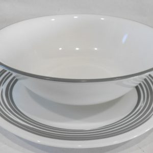 Corelle SILVER BRUSHED STROKES 1-Qt SERVING BOWL Vegetable 8.5 Soft Grey Band