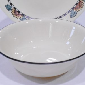 Corelle SUNBLOSSOMS 18-oz SOUP BOWL Sunflowers Bees Seeds Sandstone Black Rim