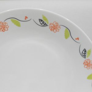 Corelle TANGERINE GARDEN 10 1/4 DINNER PLATE Floral ORANGE BLACK GREEN Leaves