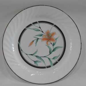 1 VGC Corelle TIGER LILY 10 1/4 DINNER PLATE Orange Wildflower Swirl Rim