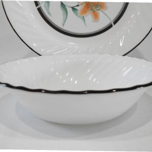 1 NRM Corelle TIGER LILY 18-oz SOUP BOWL Cereal Enhancements Black Swirl Rim