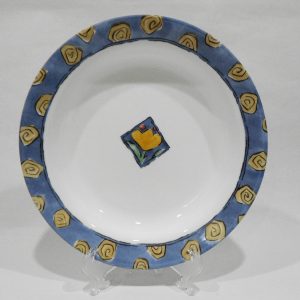 NEW Corelle WATERCOLORS 15-oz BOWL 8.5 Flat Rimmed SOUP PLATE *Blue Scrolls