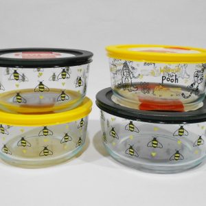 8-pc PYREX WINNIE THE POOH & BEE HAPPY 7 Cup 4 Cup Storage Bowls Set