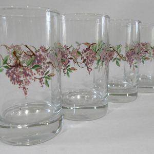 NEW 4 Corelle Coordinates WISTERIA 7-oz JUICE GLASSES *Purple Floral & Vines