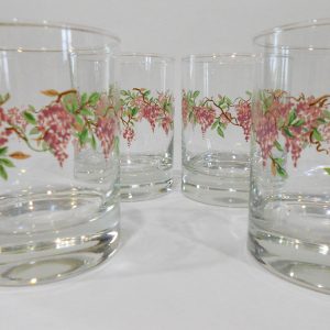 4 NEW Corelle WISTERIA 12.5-oz ROCKS GLASSES Double Old Fashioned Juice *Purple Floral